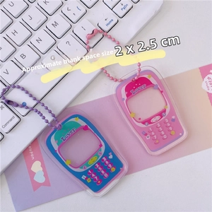Y2K flip phone acrylic photo frame pendant showing a 2x2.5cm clear insert cutout