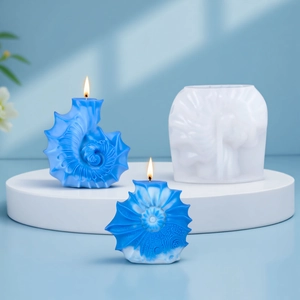 Seashell silicone mold for DIY scented candles featuring detailed ocean wave textures