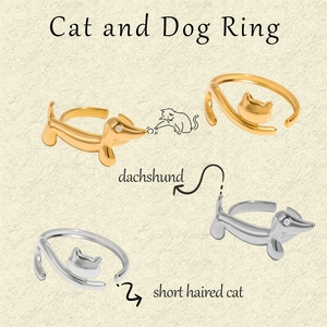 Detailed view of adjustable cat and dog rings with sparkling small white diamonds
