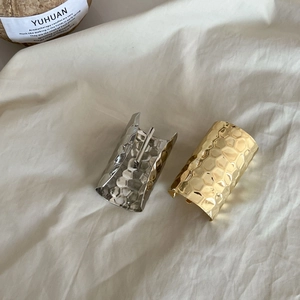 Textured honeycomb metal open cuff bracelets in gold and silver finish for women
