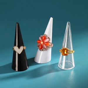Plastic Ring Display Stand Cone Shaped Jewelry Organizer Holder For Photography Props And Desktop Storage Minimalist