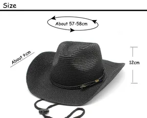 Size chart for western straw hat with 9cm brim and 57-58cm circumference measurements