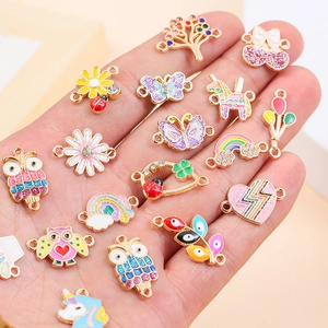 Colorful enamel alloy charms and connectors for DIY jewelry making in various animal shapes