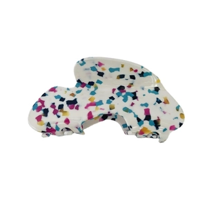 Elegant multi-color terrazzo acetate hair claw clip with French minimalist design style