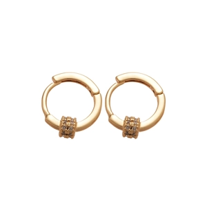 Elegant 18k gold plated round huggie earrings featuring sparkling cubic zirconia stones