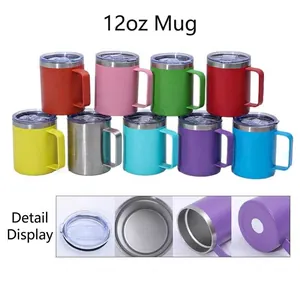 Insulated Mug With Handle Double Wall Vacuum 304 Stainless Steel Coffee Cup Thermal Tumbler With Lid For Home Office