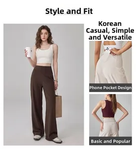 Vue détaillée du pantalon de yoga taille haute avec poche arrière cachée pour téléphone