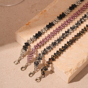 Luxe geometric rhinestones necklace in multi-color finishes with secure lobster clasp