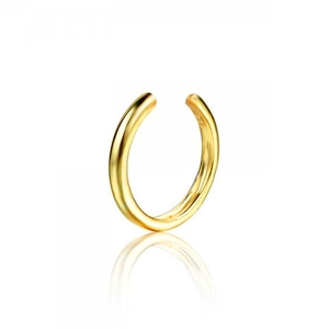 Polished 18k gold plated C-shaped ear cuff for women with minimalist geometric design