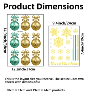 Christmas wall decal set with snowflake and ornament patterns in two different sizes