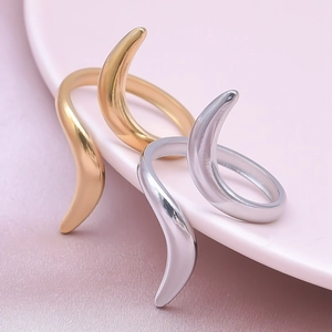 Minimalist Geometric Ring Open Adjustable 304 Stainless Steel Irregular Curve Wave Jewelry For Women Men