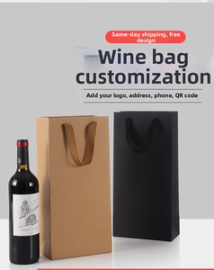 Close-up of premium kraft and matte black wine bags with reinforced fabric handles