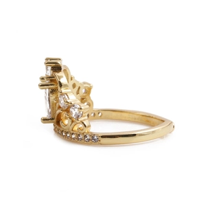 Elegant gold crown ring for women featuring marquise zircon and micro-pave accents