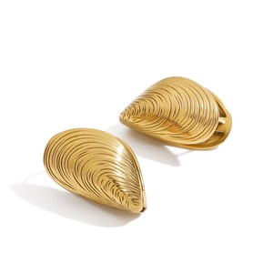 Boucles d'Oreilles Puces en Acier Inoxydable Plaqué Or 18K Vintage Design Coquillage Bijoux Imperméables pour Femme Cadeau