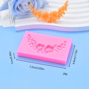 Pink silicone floral wreath mold for cake decorating and fondant with dimensions