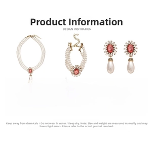 Baroque multilayer pearl jewelry set specifications with necklace bracelet and earrings