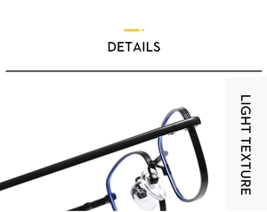 Macro view of black metal eyeglass frame joints and nose pads for a lightweight texture