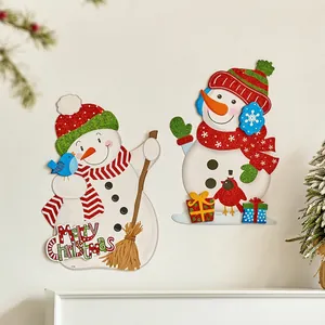 Christmas snowman wall stickers set with glitter finish for 2025 New Year window decoration