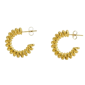 Boucles d'oreilles clous en forme de C torsadés en acier titane plaqué or 18k