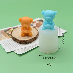 3D bear silicone mold for DIY candles and resin crafts with finished bear ornaments
