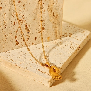 Minimalist 18K gold stainless steel necklace with delicate baby feet footprint pendant