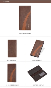 Detailed interior of a brown business long wallet showing card slots and compartments