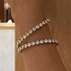 Stainless Steel Bangle Bracelet With Cubic Zirconia Pavé Waterproof Hypoallergenic Adjustable Open Cuff Jewelry For Women
