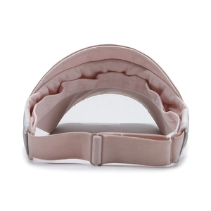 Pink patchwork open top sun visor hat with adjustable elastic strap back view