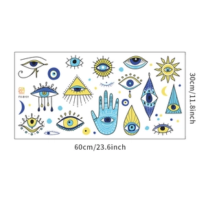 Detail of bohemian evil eye wall decals with dimensions 60x30cm for home decoration