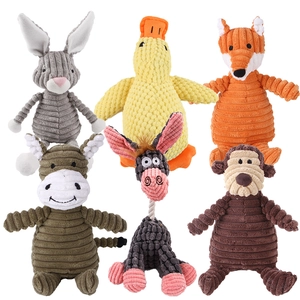 Corduroy Dog Squeaky Toys Animal Shapes Plush Chew For Teeth Cleaning Interactive Pet Play For Small Medium Dogs