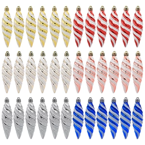 Christmas Tree Ornaments Spiral Icicle Pendants Glitter Metallic Plastic Holiday Party Decor Hanging Drops