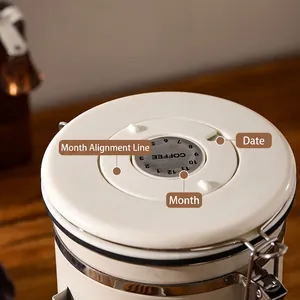 Airtable stainless steel coffee canister with date tracker and vacuum seal lid