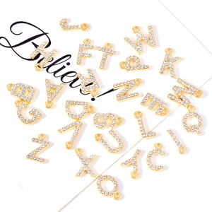 Set of 26 gold alloy rhinestone letter pendants for DIY jewelry making accessories
