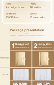Detailed comparison of A6 PU leather binder sets with zipper bags and stickers