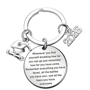 Graduation Keychain Stainless Steel Inspirational Whenever You Find Yourself Engraved Pendant 2026 Hat Key Ring Gift