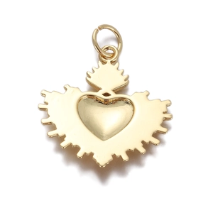 Golden sacred heart pendant with radiant texture and top loop for DIY jewelry making