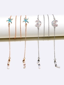 Copper Alloy Eyeglass Chains Star Crescent Rhinestone Anti Slip Holders Lanyard For Sunglasses Masks Women Accessories