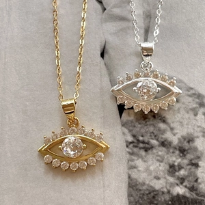 Evil Eye Pendant Necklace 925 Sterling Silver Zircon Minimalist Korean Style Chic Jewelry For Women Girls