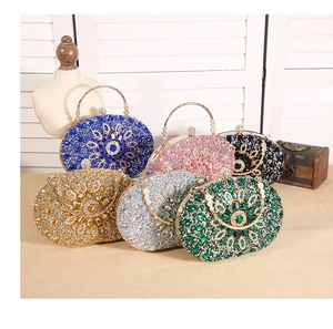 Detailed collection of crystal sunflower evening clutches in six vibrant metallic colors