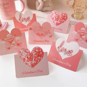 Valentine's Day Greeting Cards 3D Pop Up Love Heart Rose Flower Design Cardboard For Wedding Anniversary Mother's Day