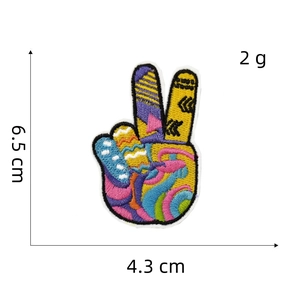 Colorful Peace Hand Gesture Embroidery Patch for Hawaii Travel Decor, 6.5 x 4.3 cm