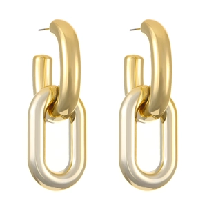 Orecchini a catena spessa color oro stile punk con design geometrico lucido a specchio