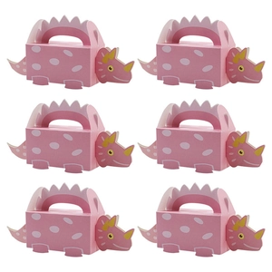 Pink triceratops dinosaur party favors boxes for children birthday candy gifts