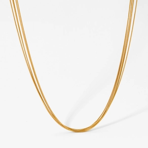 Elegant multi-layered gold stainless steel chain necklace in minimalist INS style
