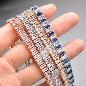 Elegant rectangle cubic zirconia tennis bracelets in gold, silver and rose gold finish