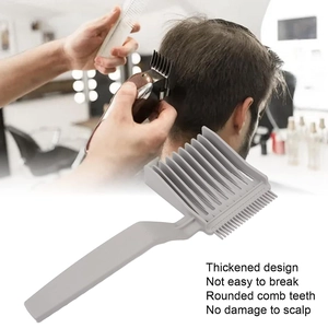 Professional barber fade comb with thickened grey plastic design and rounded comb teeth