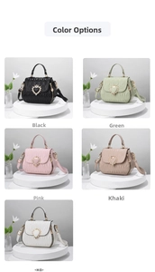 Quilted bucket handbags in five colors featuring crystal heart and crown buckles