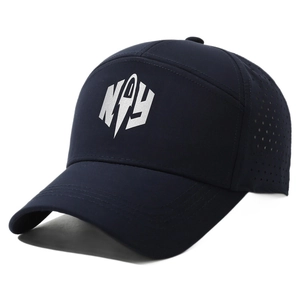 Dark blue breathable baseball cap with NY logo and side laser-cut ventilation holes