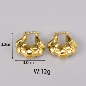 Vintage 18K gold plated hollow crescent hoop earrings with high mirror polish finish