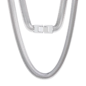 Collana A Catena In Acciaio Inossidabile Maglia Piatta Hip Hop Chiusura Per Gioielli Accessorio Minimalista